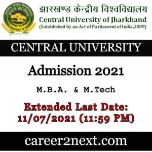 CUJ Admission 2021 – MBA/M.Tech