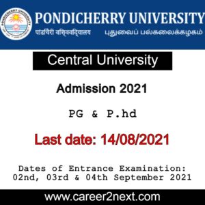 Pondicherry University Admission 2021 | PG & Ph.D.