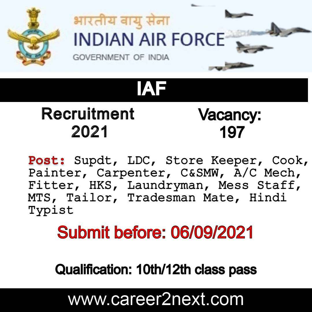 Indian Air Force 网络麻豆招聘 2021 Image